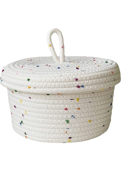 Pamuk Halat Depolama Sepeti Küçük Dokuma Sepet Kapaklı Depolama Dokuma Depolama Organizatör Kovaları Havlu Tuşları Snack, L (Yurt Dışından)