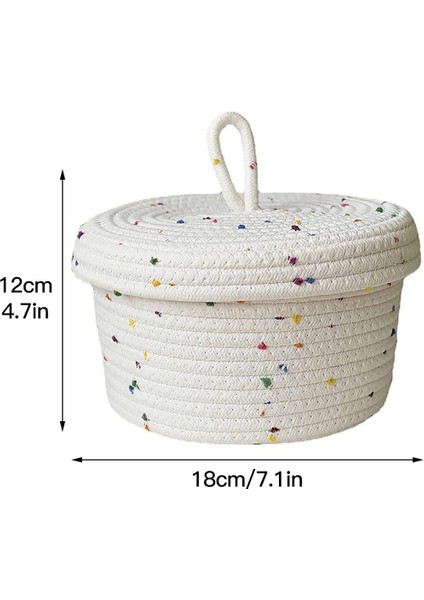Pamuk Halat Depolama Sepeti Küçük Dokuma Sepet Kapaklı Depolama Dokuma Depolama Organizatör Kovaları Havlu Tuşları Snack, L (Yurt Dışından) indirimleri