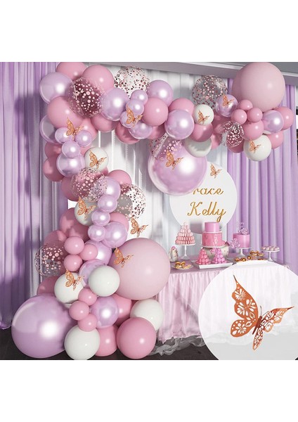 Pembe Tema Doğum Günü Partisi Malzemeleri Set Bebek Duş Kız Doğum Günü Dekor Için Beyaz Pembe Kemer Arka Plan (Yurt Dışından)