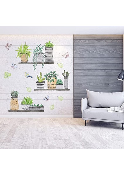 Çıkarılabilir Duvar Çıkartmaları Içinde 2 Adet Yeşil Bitki Suluboya Duvar Çıkartmaları Sanat Dıy Bitki Dekor Duvar Dekor Odası (30x90 Cm) (Yurt Dışından) fırsatları