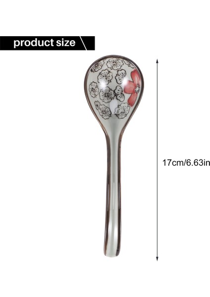 4 Parça Asya Retro Çin Seramik Pirinç Kaşık Kavisli Saplı Ramen Çorba Kaşığı Uzun Saplı Boyalı Çiçek Kaşık (Yurt Dışından)