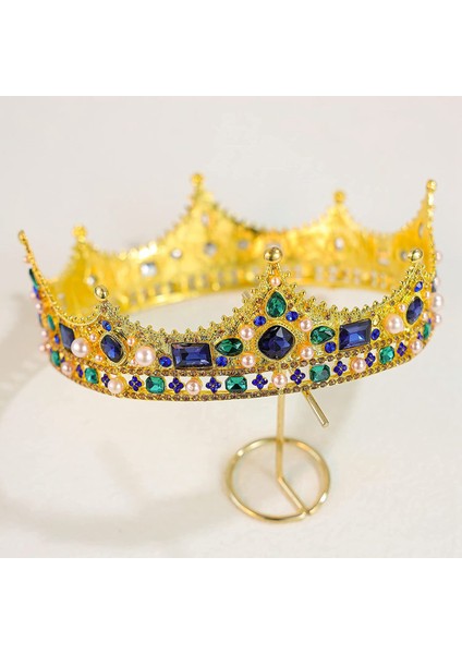 Erkekler Için Altın Kral Taçları - Barok Vintage Rhinestone, Tiyatro Balo Partisi Için Erkek Tam Taç (Yurt Dışından)