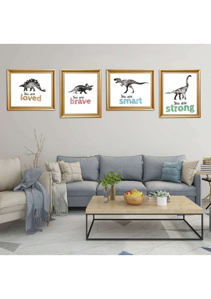 Küçük Erkekler Odası Için 4 Adet Dinozor Duvar Sanatı, Bebek Kreş Posterleri, Motivasyonel Çocuk Oyun Odası Dekoru, Yürümeye Başlayan Çocuk (Yurt Dışından) modelleri