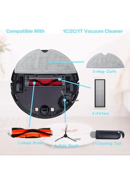 Yedek Parçalar Ana Fırça Yan Fırça Hepa Filtre 1c 2c 1t Robot Süpürge Aksesuarları Için Uyumlu (Yurt Dışından) modelleri