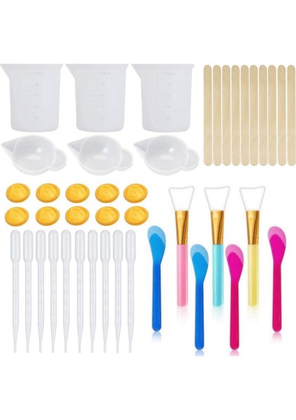 43pcs Reçine Karıştırma Alet Seti - Epoksi Reçine Silikon Karıştırma Bardakları, Silikon Fırçalar, Pipetler Için Silikon Ölçüm Bardakları, (Yurt Dışından)