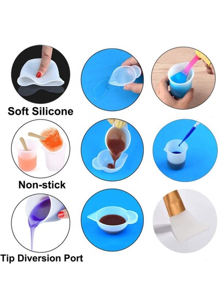 43pcs Reçine Karıştırma Alet Seti - Epoksi Reçine Silikon Karıştırma Bardakları, Silikon Fırçalar, Pipetler Için Silikon Ölçüm Bardakları, (Yurt Dışından) modelleri