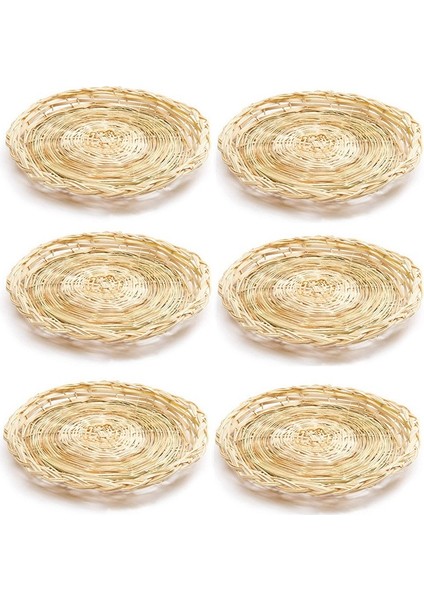6 Adet Bambu Kağıt Tabak Tutucu - 10 Inç Yuvarlak Dokuma Tabak Tutucu, Piknik Partisi Için Yeniden Kullanılabilir Kağıt Tabak Tutucular (Yurt Dışından)