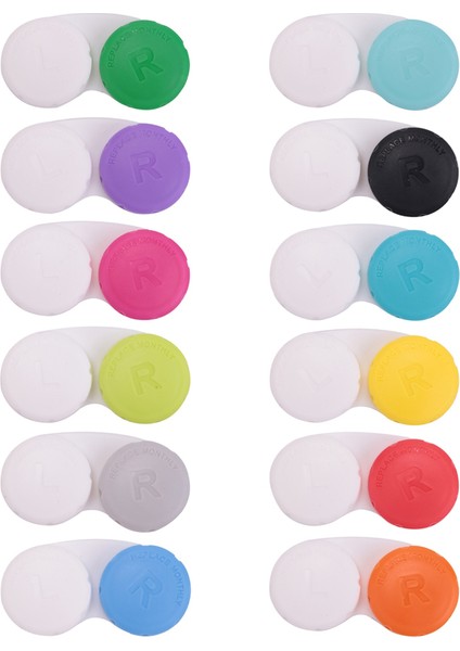 12pcs Renkli Kontakt Lens Kutusu, Kontakt Lens Daldırma Kiti, Dış Mekan Mini Kontakt Lens Kutusu Vidalı Üst Için Uygun (Yurt Dışından)