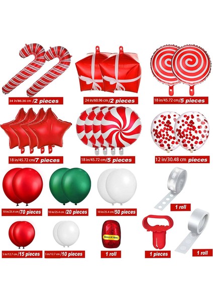 202pc Noel Lateks Alüminyum Film Balon Zincir Seti Yeni Yıl Tema Tatil Partisi Dekorasyon Hediye Arka Plan Dekorasyon (Yurt Dışından) indirimleri