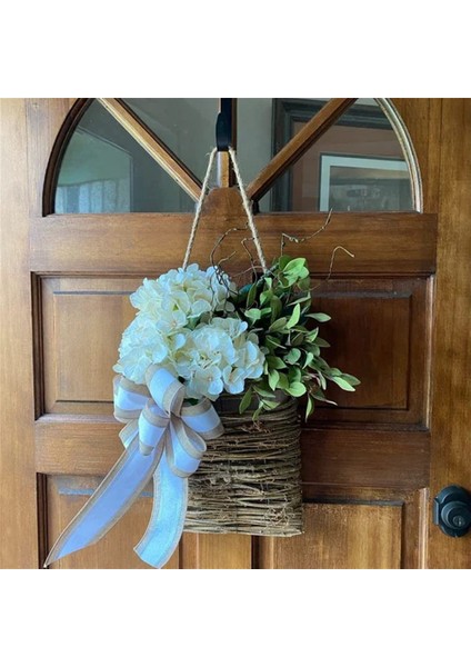 Krem Ortanca Kapı Askı Sepeti Çelengi, Bahar Ve Yaz Çelengi, Çiftlik Evi Kapı Askısı Kır Çiçeği Sepet Çelengi (Yurt Dışından) modelleri