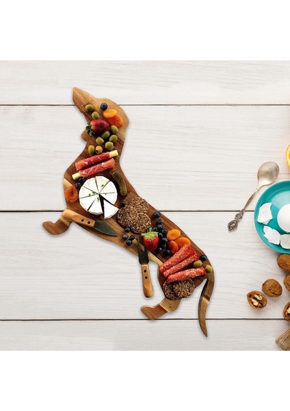 15.7 Inç Dachshund Köpek Yemek Tabağı Peynir Tahtası Kesme Şarküteri Tahtası Sevimli Noel Yemeği (Yurt Dışından)