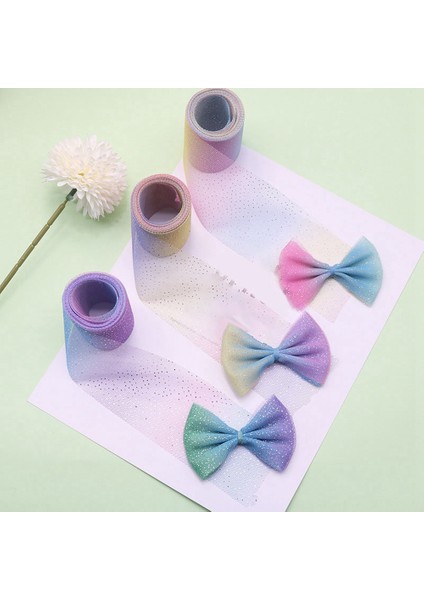 12 Cm X 5 Metre Degrade Gökkuşağı Tül Rulo Gümüş Nokta Tül Örgü Dıy Çocuk El Yapımı Takı Saç Yay Aksesuarları (Yurt Dışından)