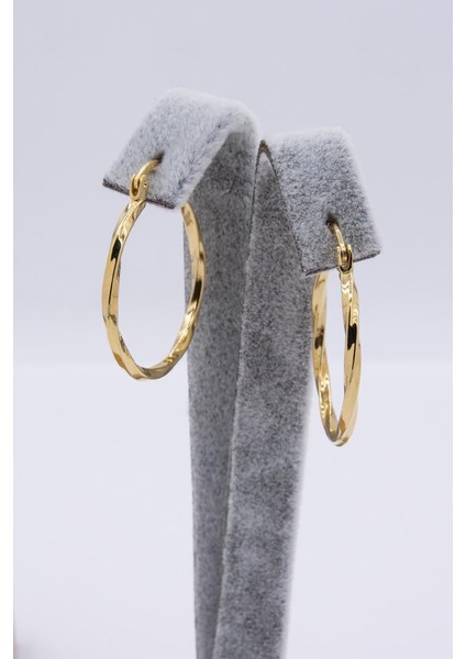 14 Ayar Altın Halka Küpe Düz Burgu Model Kadın Küpe modelleri