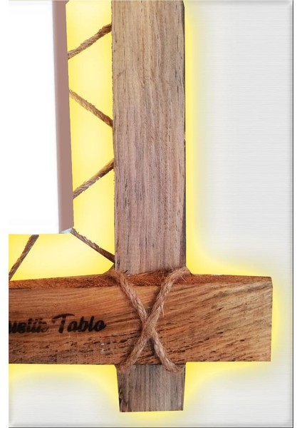 Kanvas Gece Sokak Işıklar LED Işıklı Rustik Tablo 96 x 66 cm