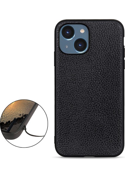 Iphone 15 Plus Ultra-I-Ilight Orijinal Inek Deri+Pc+Tpu Kapak Kapalı Çizelge Anti-Çizelge Litchi Doku Cep Telefonu Kılıf Black (Yurt Dışından)
