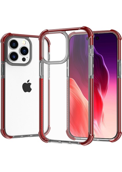 Iphone 15 Pro Max Four Corner Drop-Paspoof Telefon Kılıfı Tpu Akrilik Şeffaf Kapak Grey Kırmızı (Yurt Dışından)