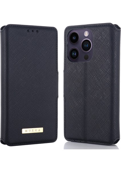 Iphone 15 Pro Flip Telefon Kabuğu Kapağı Pu Deri Stand Cüzdan Çapraz Doku Telefon Kılıfı Blue (Yurt Dışından)