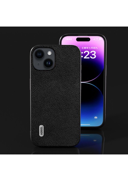 Iphone 15 Plus Dokulu Orijinal Inek Deri+Tpu Cep Telefonu Kapağı Döküm Önleyici Telefon Vaka-Siyah (Yurt Dışından)
