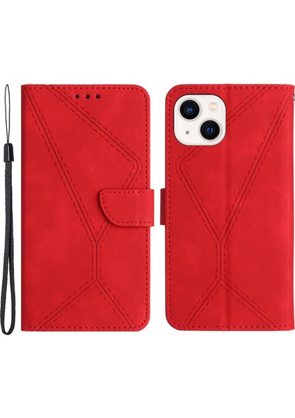 Iphone 15 Plus Cilt Touch Flip Stand Cüzdan Deri Kapak Baskılı Çizgi Telefon Korusu (Yurt Dışından)