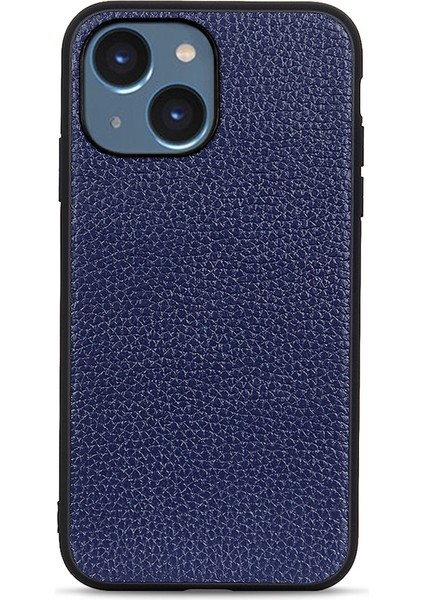 Iphone 15 Orijinal Inek Deri+Pc+Tpu Anti-Çizelge Hibrit Kapak Mavisi Için Litchi Doku Telefon Kılıfı (Yurt Dışından)
