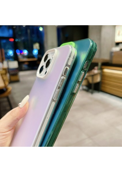 Iphone 15 Pro Shockproof Case Anti-Drop Gradyan Rengi Akrilik Tpu Telefon Kapak Yeşil (Yurt Dışından)