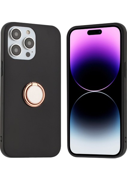 Iphone 15 Pro Matte Tpu Kasa Ayna Benzeri Halka Kickstand Telefon Kabuk Rose Altın Için Koruyucu Kapak (Yurt Dışından)