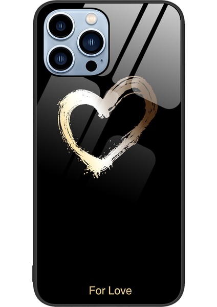 Iphone 15 Pro Maks Desen Baskı Temperli Cam Kılıf Pc+Tpu Koruyucu Telefon Kapak Black (Yurt Dışından)