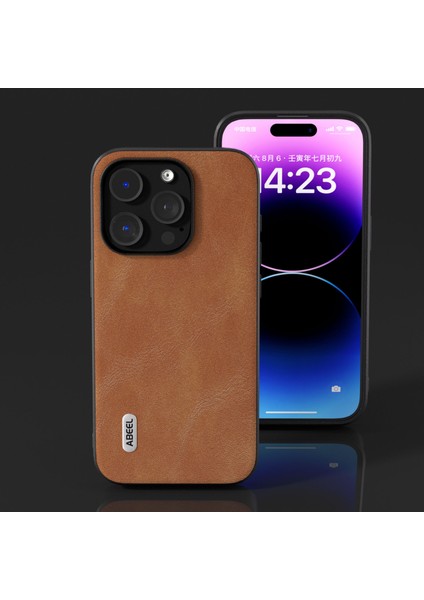 Iphone 15 Pro Max Pu Deri Kaplamalı Pc+Tpu Cowhide Doku Kapak Kılıfı Için Telefon Kılıfı (Yurt Dışından)