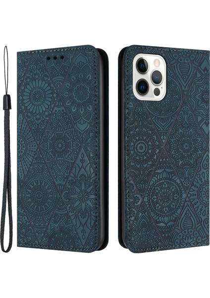 Iphone 15 Pro Max Pu Deri Retro Çiçek Ilgili Stand Savaş Telefon Kapak Yuruku (Yurt Dışından)