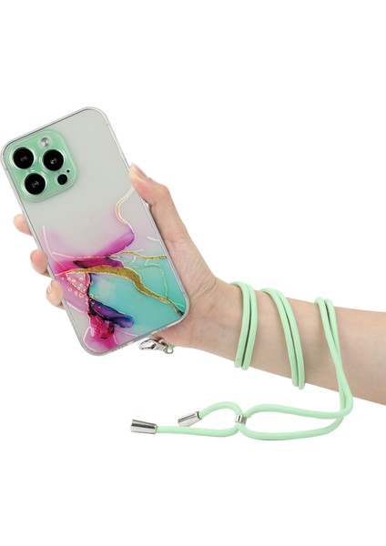 Iphone 15 Pro Marble Desen Için Kabartmalı Telefon Kılıfı Esnek Tpu Kirkar-Yeşil İle Arka Kapak (Yurt Dışından) fiyatları