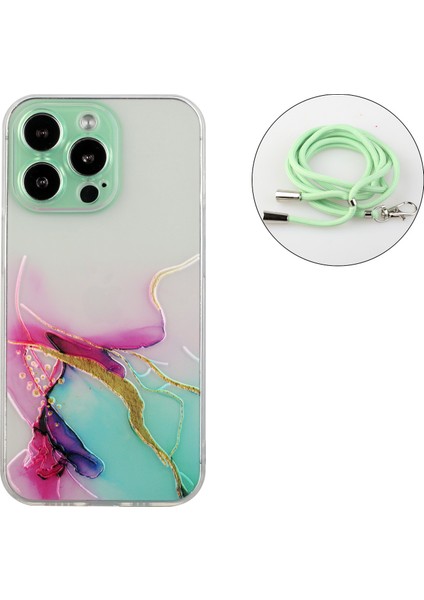 Iphone 15 Pro Marble Desen Için Kabartmalı Telefon Kılıfı Esnek Tpu Kirkar-Yeşil İle Arka Kapak (Yurt Dışından) fırsatları