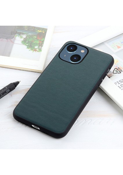 Iphone 15 Tutuş Anti Geri Deri Deri+Tpu Mobil Kapak Şok Geçirmez Cep Telefonu Kılıf Yeşili (Yurt Dışından)