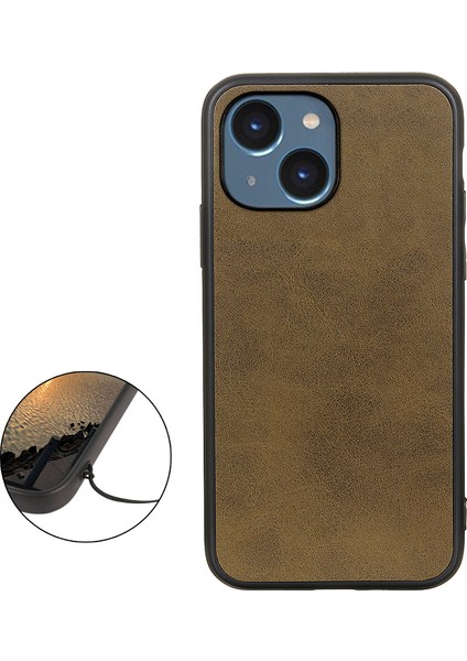 Iphone 15 Pc+Tpu+Pu Deri Telefon Kılıfı Inkol Kurulu Dokusu Kapalı Drop Kapak Yeşi (Yurt Dışından)