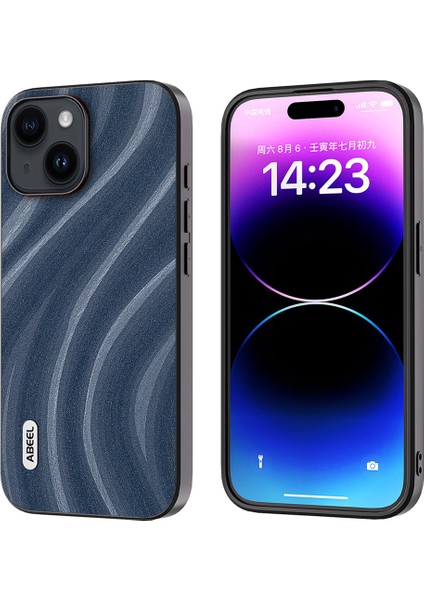Iphone 15 Pl Pu Deri Kaplama Telefon Kapağı Kıç Anti-Cratch Pc+Tpu Case-Mavi (Yurt Dışından)