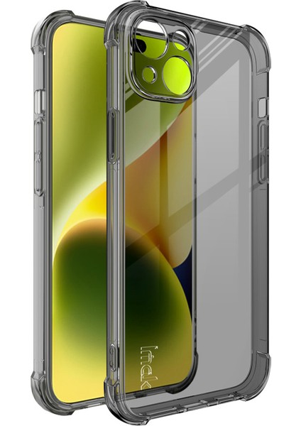 Iphone 15 Plus Telefon Kasası Için Dört Köşe Şok Emniyet Emniyeti Açık Arka Kapak Yumuşak Tpu Telefon Kabuğu-Şeffaf Siyah (Yurt Dışından)
