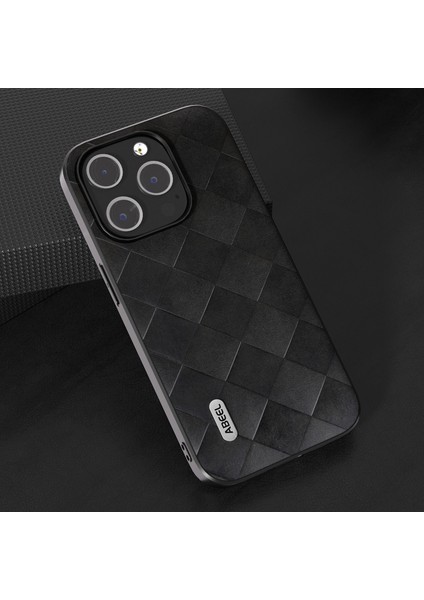 Iphone 15 Pro Pu Deri Kaplamalı Pc+Tpu Telefon Kılıfı Izgara Dokusu Bırak-Kötü Kapak Black (Yurt Dışından) modelleri