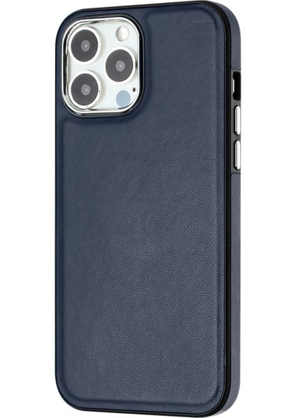 Iphone 15 Pro Maks Deri Kaplamalı Tpu Cep Telefon Kılıfı Geri Kapak Sapfire (Yurt Dışından)