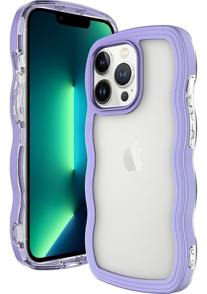 Iphone 15 Prof Pro-Şeffaf Arka Kapak Dalga Kenarı Pc+Tpu Çıkarılabilir Renk Çerçevesi Çizik Anti-Çizik Telefon Vaka-Mor (Yurt Dışından)