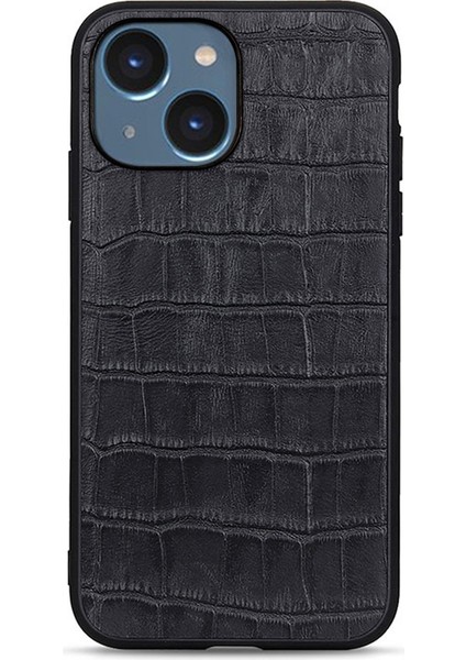 Iphone 15 Için Telefon Kılıfı Plus Timsah Doku Orijinal Inek Deri+Tpu+Pc Telefon Kapak Black (Yurt Dışından)