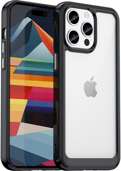 Iphone 15 Pro Tpu+Akrilik Şok Geçirmez Cep Telefonu Geri Kapak Temiz Koruyucu Case Black (Yurt Dışından)