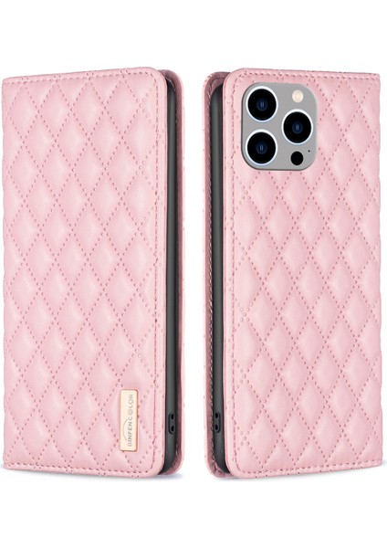 Iphone 15 Pro Max Pu Deri Deri Stand Kapak Kartı Tutucu Telefon Vaka-Pembe (Yurt Dışından)