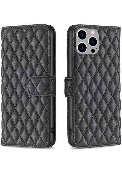 İphone 15 Pro Baskı Için Stand Telefon Cüzdan Kabuk Deri Kılıf Akıllı Telefon Kapak Black (Yurt Dışından)