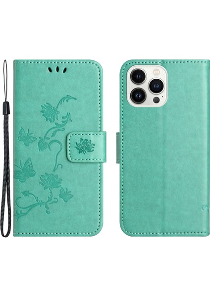 Iphone 15 Pro Maks Kazşeme Kanıtı Pu Deri Cüzdan Telefon Kılıf Kelebek Çiçeği Baskılı Stand Kapak-Chyan (Yurt Dışından)