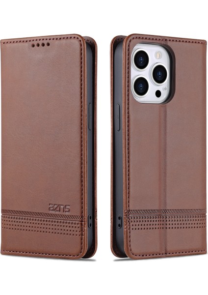 Iphone 15 Pro Pu Deri Cüzdan Kılıfı Için Tam Koruma Telefon Kapağı Stand-Coffee (Yurt Dışından)