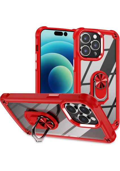 Iphone 15 Pro Maks Koruyucu Kılıf Alaşım Lens Çerçevesi Pc+Tpu Telefon Kapak-Kırmızı (Yurt Dışından)