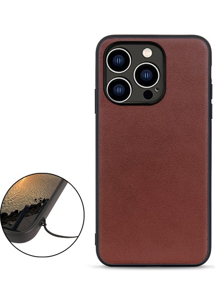 Iphone 15 Pro Shockproof Cep Telefonu Için Gerçek Inek Deri+Tpu Telefon Kılıfı (Yurt Dışından)