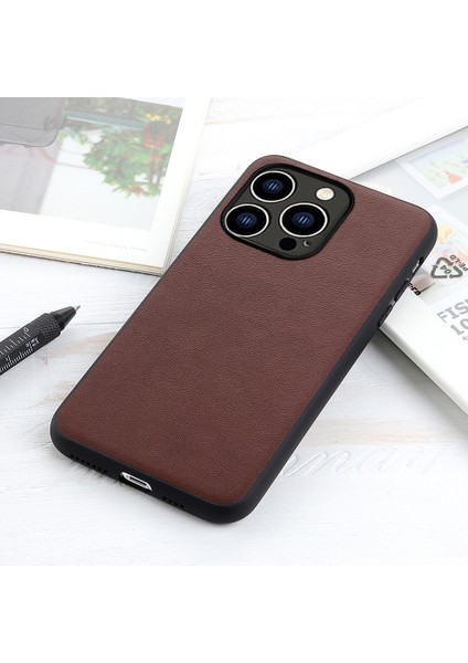 Iphone 15 Pro Shockproof Cep Telefonu Için Gerçek Inek Deri+Tpu Telefon Kılıfı (Yurt Dışından)