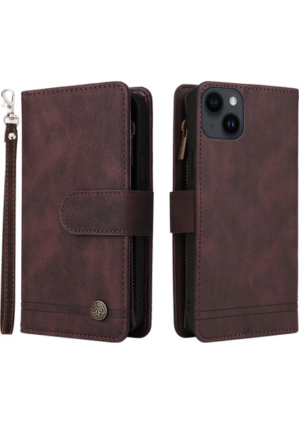 Iphone 15 Plus Zipper Cep Telefon Kılıfı Için Baskılı Cilt Touch Cüzdan Stand Çok Kart Yuvası Pu Deri Kapak Kullanıcı (Yurt Dışından)