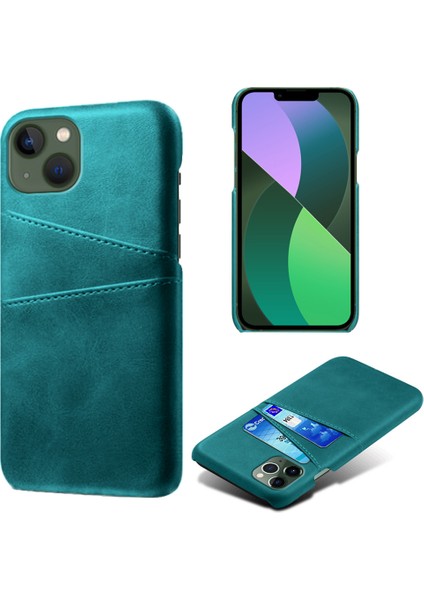 İphone 15 Plus Telefon Kasası Çift Kart Yuvaları Telefon Kapağı Anti-Çizelge Pu Deri Kaplamalı Pc Koruyucu Geri Kılıf Yeşili (Yurt Dışından)