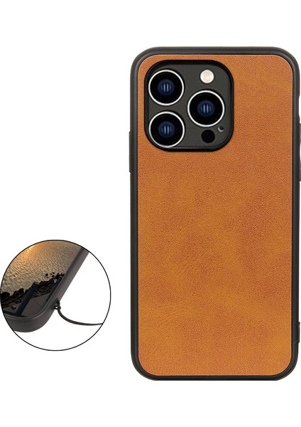 Iphone 15 Pro Pu Deri Kaplamalı Pc+Tpu Telefon Kılıfı Cowhide Doku Kılpsama Anti-Koku Kahverengi (Yurt Dışından) fiyatları